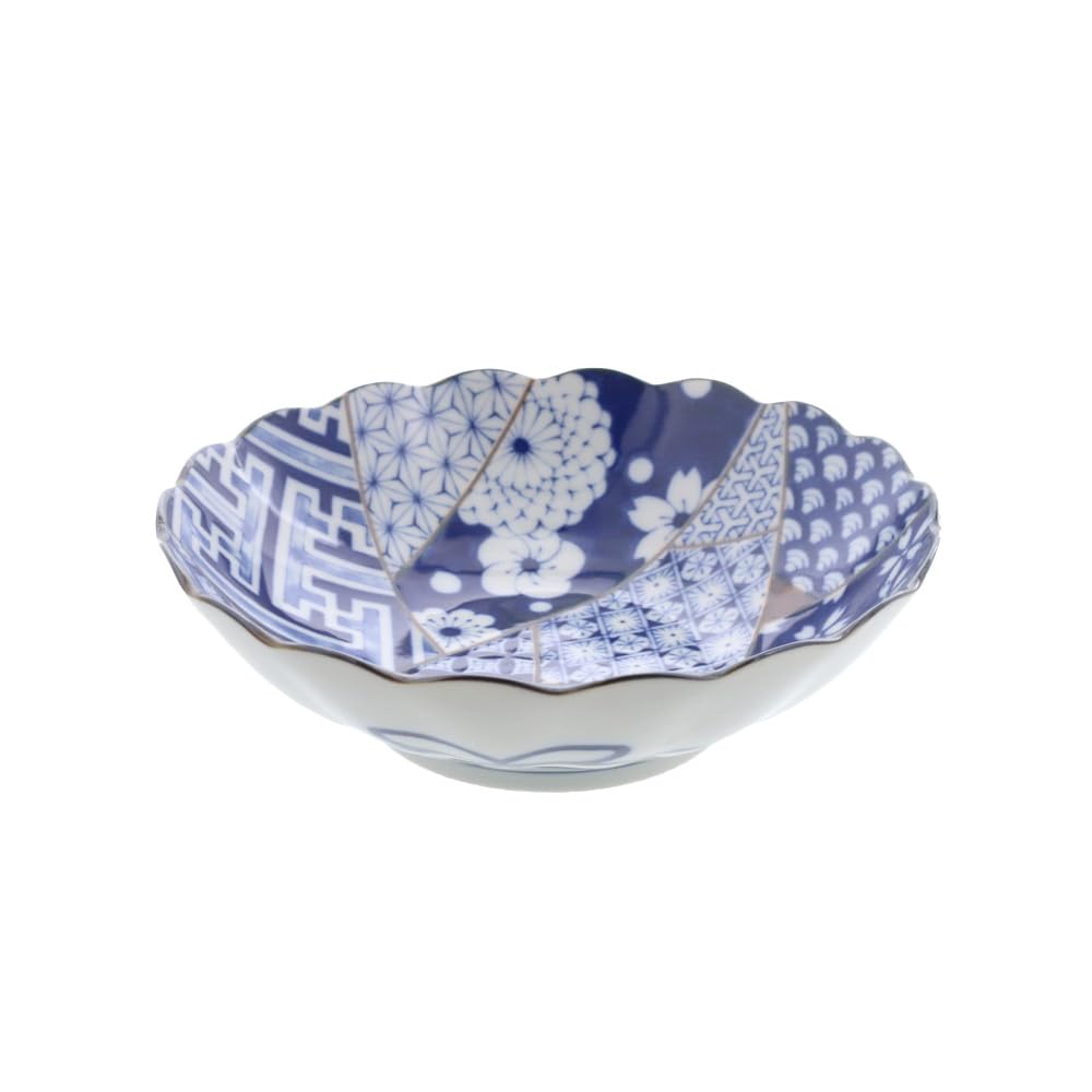 Amazon.co.jp: EAST table(イーストテーブル) 浅鉢 17cm 菊形 藍友禅