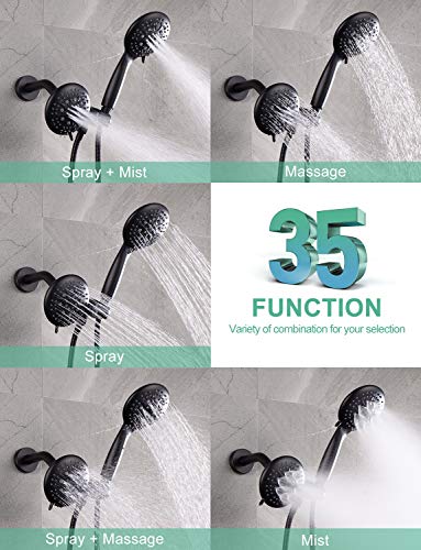Sr Sun Rise Shower System With Tub Spout, 35-Function Dual 2-In-1 Tub And Shower Faucet Combo Set, Single-Handle Tub And Shower Trim Kit, Patented 3-Way Diverter Matte Black(Valve Included) #TOP7