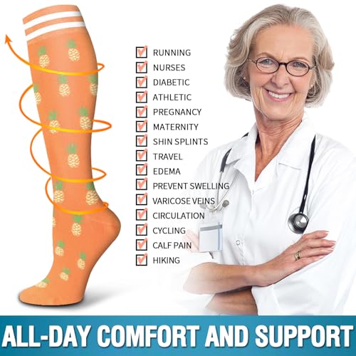Image of 6 Pack Copper Compression Socks for Women and Men Circulation-Best Support for Medical,Running,Nursing,Athletic