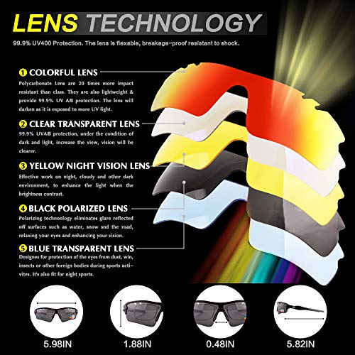 Polarized Sports Sunglasses Cycling Sun Glasses For Men Women With 5 Interchangeable Lenes For Running Baseball Golf Driving (Black+Black) #TOP3
