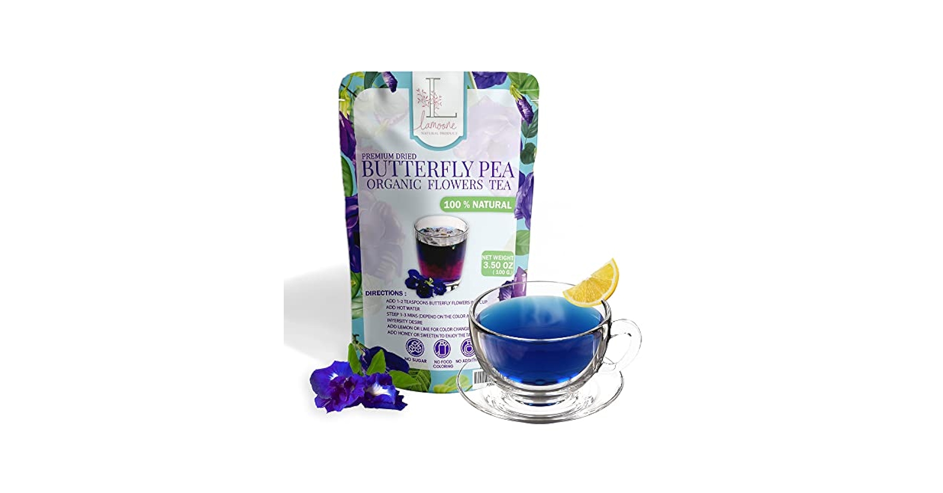 Amazon.com : BIG VALUE PACK Blue Tea - Lamoone Premium