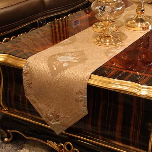 Chemin de table style européen moderne café foncé 30x240 cm aux finitions textiles premium
