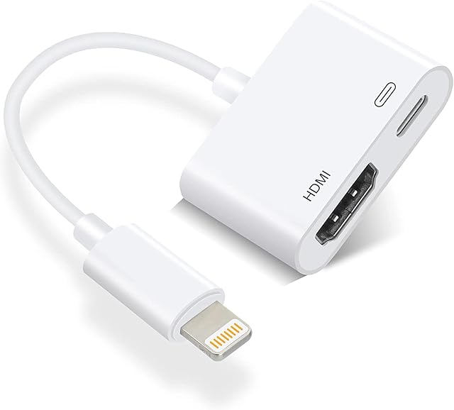 Apple MFi Certified Lightning Digital AV Adapter iPhone iPad HDMI Adapter to TV HDMI Cable Connector 1080P Sync Screen to TV/HDTV/Monitor/Projector Compatible with iPhone iPad - Need Charging Power