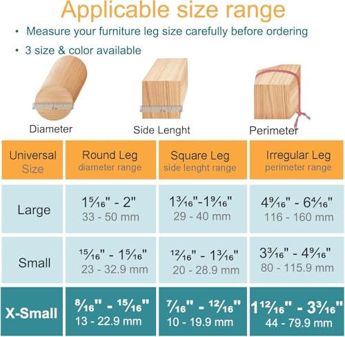 32 Pcs Chair Leg Protectors for Hardwood Floors, Silicone Felt Furniture Leg Cover Pad for Protecting Floors from Scratches and Noise, Smooth Moving，Black X-Small(Fit Round Diameter：8/16''-15/16'') by OASMU - Image 2