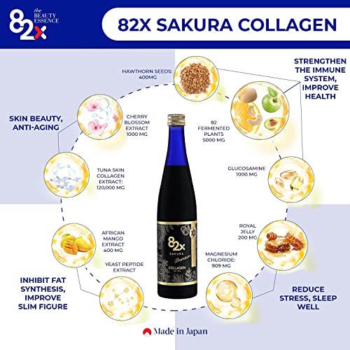82X Sakura Collagen - Marine Fish Tuna Collagen Peptides Liquid Drink For Skin Hair Nails From Japan With 82 Fermented Plants, Vitamins, Minerals & Supplements - 2 Pack #TOP4