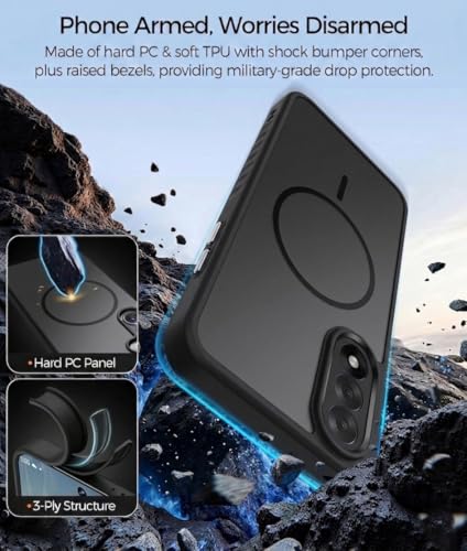 Image of VONZEE Matte Magnetic Case Compatible for OnePlus Nord 5 5G Wireless Charging Shockproof Anti-Scratch TPU PC Slim Fit Full Protection Phone Cover for OnePlus Nord 5 5G-Black