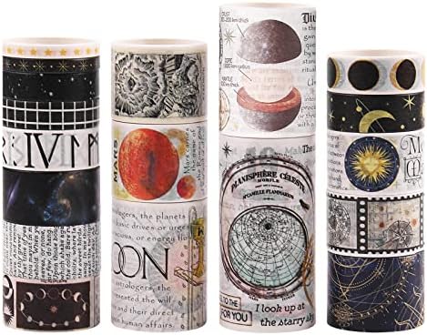 18 Rolls Washi Tape Set, Lychii Vintage Decorative Masking Tape, Multi Sizes Tapes for DIY Crafts, Beautify Bullet Journals, Planners, Scrapbooking Supplies