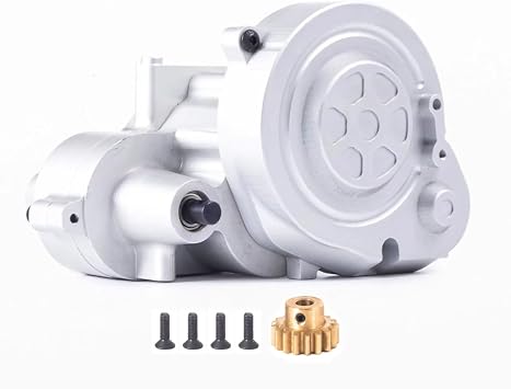 Complete Metal Gearbox Transmission Box with Gear for Axial RBX10 for Ryft 1/10 RC Crawler Car Upgrade Parts with 17T Pinion BrassSilver