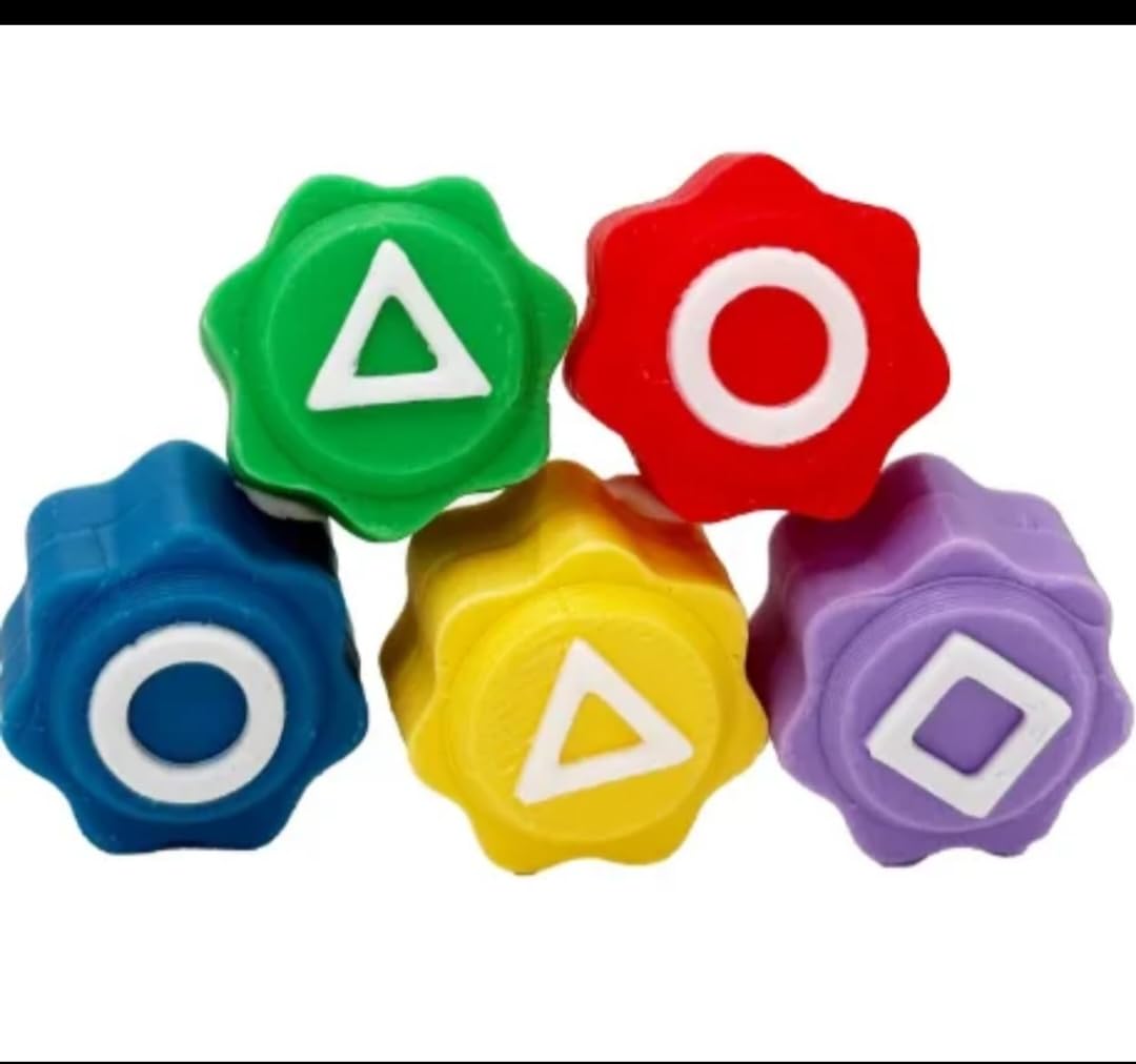 Gaming Button Caps, Colorful Geometric Shapes, 5-Pack, Blue Red Green Yellow Purple-image-25