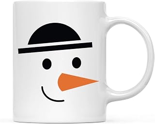 Andaz Press 11oz. Kids Christmas Hot Chocolate Coffee Mug Gift, Frosty Snowman Bowler Cap Carrot Nose, 1-Pack, Enamel Metal Camp Cup for Him Her, Includes Gift Box