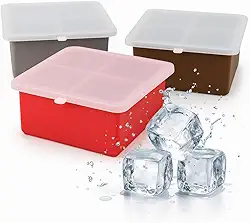 3 formas de gelo silicone com tampa para papinha de neném para Whiskey cubo grande