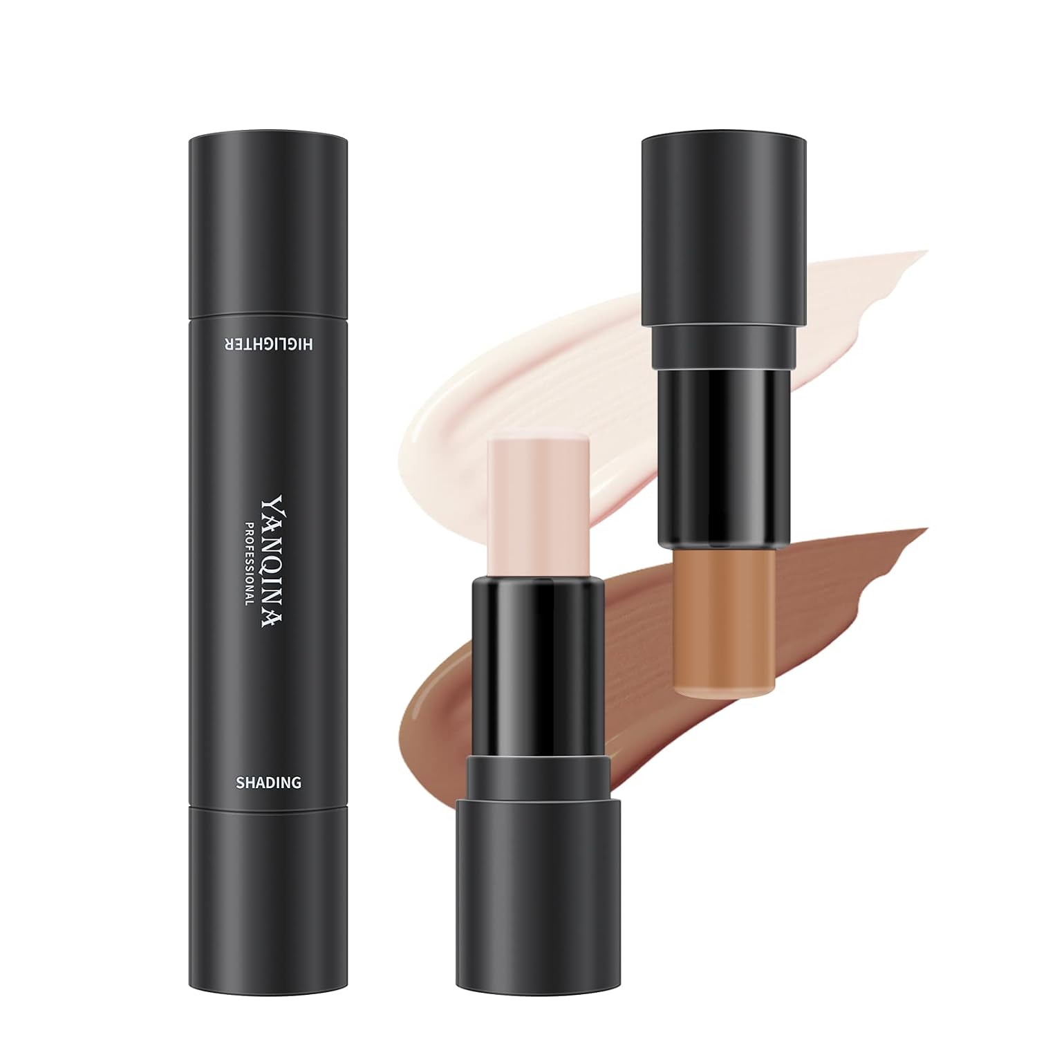 MEICOLY Contour Stick,Double Head Facial Highlighter Repair Bronzer Concealer Stick,Duo 2 in 1 Body 3D Shading Stick, Dual Smooth Gliding Face Illuminator Cruelty Free Makeup,01