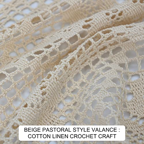 Sfj-Ca Boho Crochet Curtain Beige Tassels Curtains Valance For Window Decor 17.7X59 Inch #TOP2