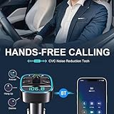 Bluetooth 5.4 HiFi Bass Sound FM Transmitter,Wireless Radio Music Fast Charging Adapter,Bluetooth Wireless Radio Adapter Car Kit With 2 USB Ports Car Charger LED Display Hands-Free Calling,USB Drive - Image 4