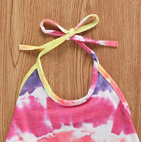Baby Girls Tie Dye Harem Jumpsuits Toddler Girls Cute Halter Backless Pants Romper With Two Pockets Outfit Clothes (A, 3T) #TOP2
