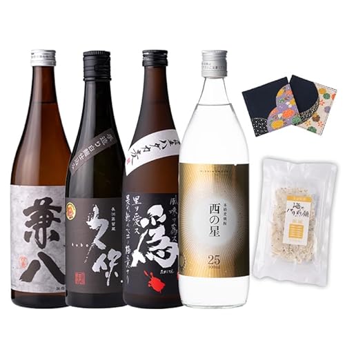 江戸心本館USA未来ファクトリー事業部 うさ焼酎 飲み比べ 人気の4選(合計3.06L・4本+10g)西の星・爲ゝ(ためしてん)・兼八・久保 酒 お酒 むぎ焼酎 麦焼酎 煎餅 せんべい おつまみ付き アルコール 飲料 常温 セット[101601301]