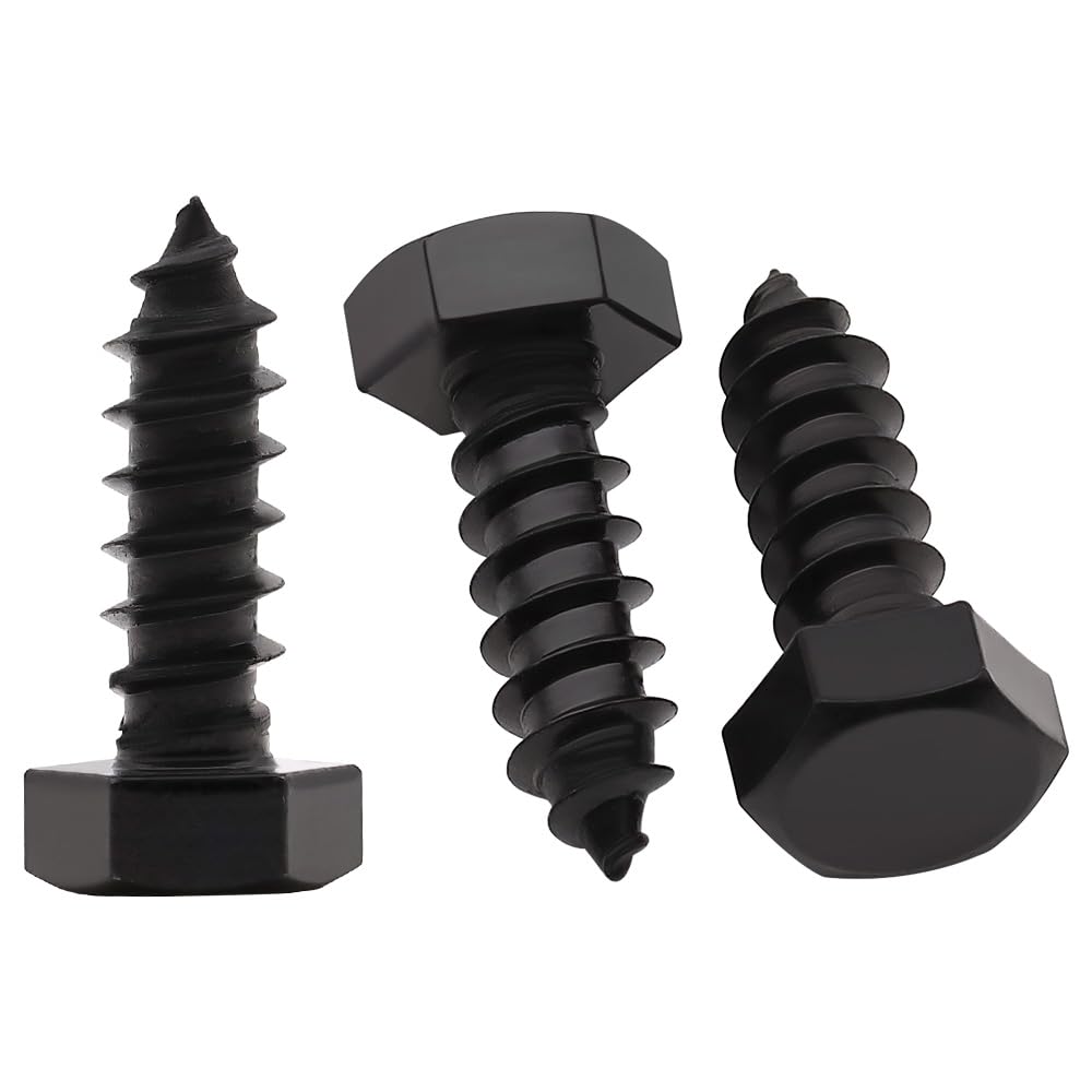 1/2 x 1-1/2" (8 Pack) Stainless Steel Hex Lag Bolts, Hexagon Head Lag Screws Bolts, Stainless Steel 304 (18-8), UNC Coarse Thread, Tip Point, Deck Screws, Black Coated 1/2 x 1-1/2" 8