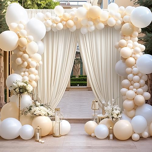 Image of 30x10ft Champagne Backdrop Curtain for Wedding Parties Wrinkle Free Fabric Champagne Drapes Backdrop Decoration for Baby Shower Birthday Photography Decoration 6 Panels, 5ft x 10ft