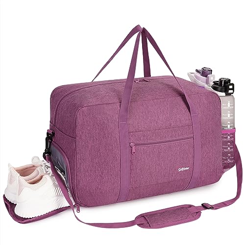 sportsnew Sports Gym Bag with Wet Pocket & Shoes Compartment, Travel Duffel Bag for Men Women Lightweight with Adjustable Shoulder Holder, Purple