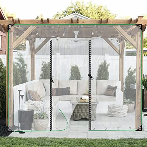 Bâche transparente avec fermeture éclair pour abriter une terrasse du vent