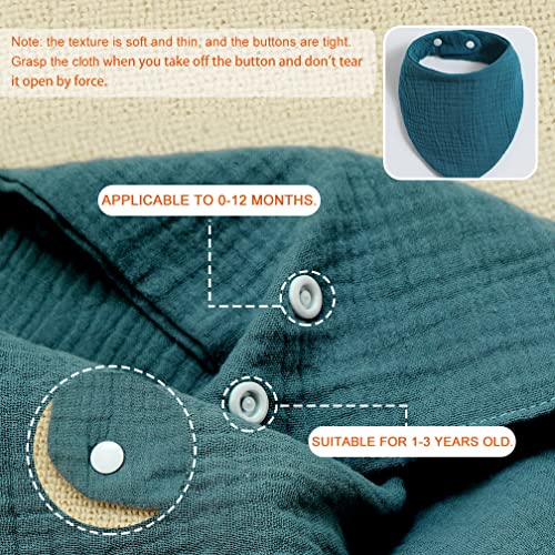 Viakty Double Layer Cotton Muslin Bibs 6 Pack, Soft and Absorbent Drool Bibs with 2 Adjustable Snap for Newborns Toddlers - Image 2