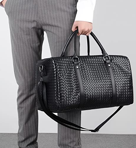 Woven PU Leather Weekender Bag