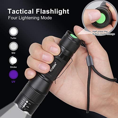 Led Tactical Flashlight With Knife Kratax 5.3Oz Small And Extremely Handheld Flash Light, Zoomable, Water Resistant, Adjustable Brightness For Camping, Emergency, Running - Aaa Batteries Included #TOP1