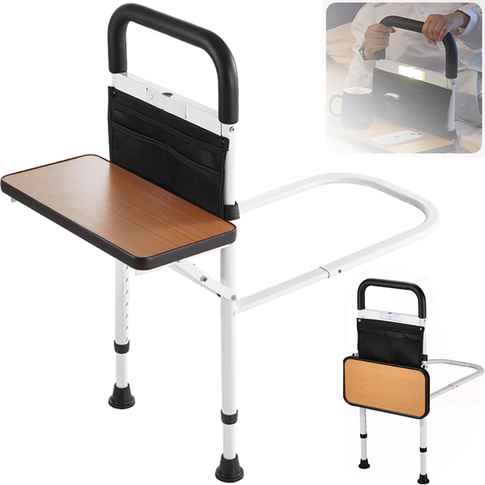 Sponde Letto Anzian,Imaniglia Letto Anziani Per Alzare,Adjustable Bed Assistance Tracks, with Bag,Corda di sicurezza Fall Prevention,Sensore luminoso staccabile, tavolo pieghevole ,for Elderly,Adults