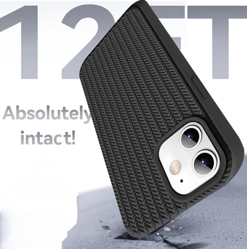 Image of Compatible with iPhone 12 | Premium Textured Microfiber Candy Protective Case | Shock-Absorbing Back Cover with Enhanced Camera Guard (Black)