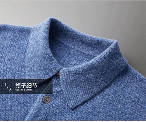 Dcvmvmn Men's Cashmere Wool Sweater Men Loose Large Size Knitted Jumper Business Casual Pullover Blue4