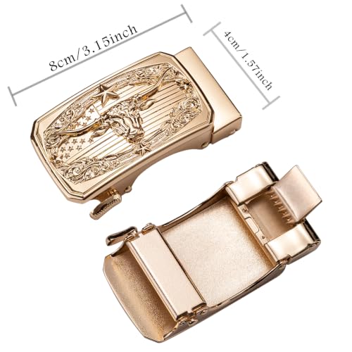 Image of Dubulle Mens Ratchet Belt Gold Click Buckle Adjustable Leather Belts