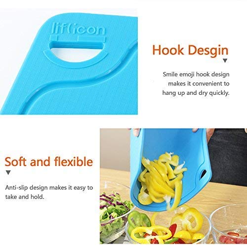 Liflicon Extra Large Thick Silicone Cutting Board 14.6'' X 10.43'' Chopping Board Flexible Cutting Mats Dishwasher Safe-Blue #TOP5