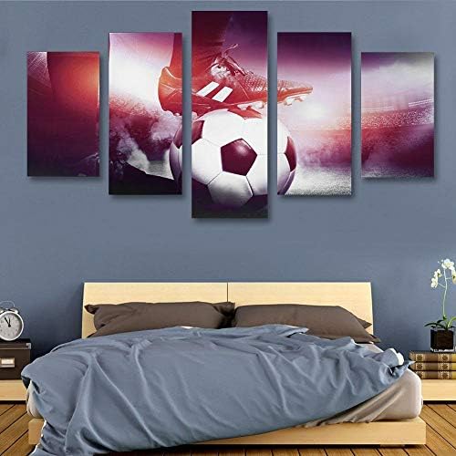 DUOKON Fdit Canvas Wall Painting, Football Shoes Canvas Painting 5 Panels Printed Picture Wall Art Home Office Bedroom DecorNo Frame(S)