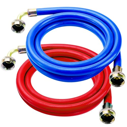 Cenipar 6 Feet Rubber Washing Machine Hoses with 90 Degree Elbows Burst Proof (Pack of 2) For Hot and Cold Water 3/4