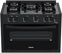 Fogao de Embutir 5 Bocas Venax Picasso Line Preto Fosco Gas Glp
