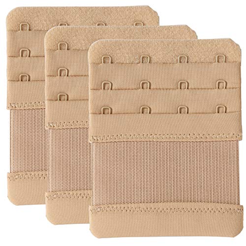 Magicmode Bra Extenders 4 Hook Elastic Stretchy Bra Strap Extension Comfortable 3pcs-Pack