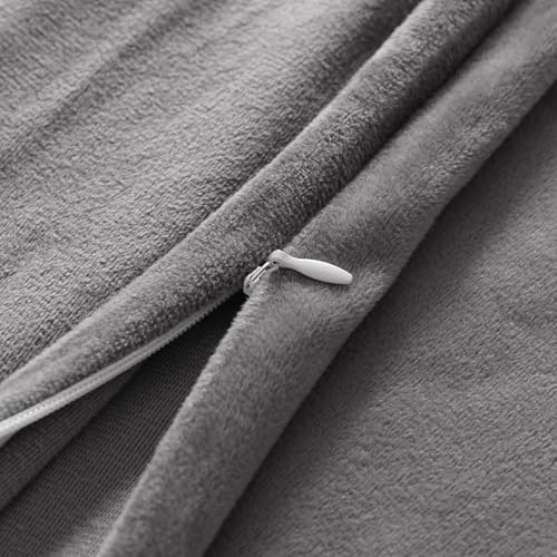 Image of NTBAY 1 Pack Zippered Velvet Body Pillow Cover, Super Soft and Cozy Luxury Fuzzy Flannel 20x54 Long Pillowcase with Zipper, 20x54 Inches, Smoke Grey