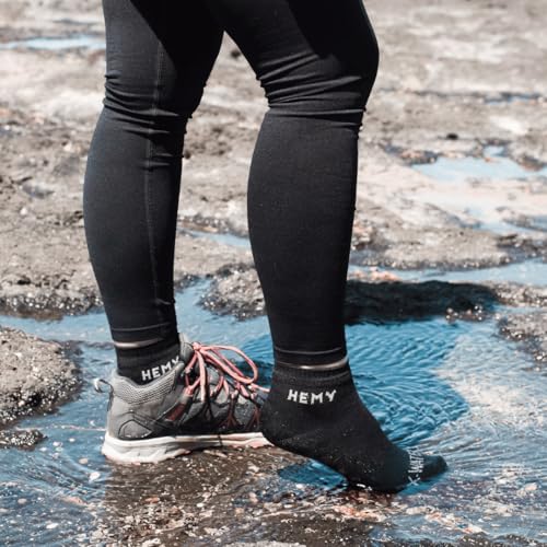 Hemy Waterproof Socks for Men & Women - Breathable, Warm, Organic Cotton - Ideal for Hiking and Walking Ankle Socks - Black4