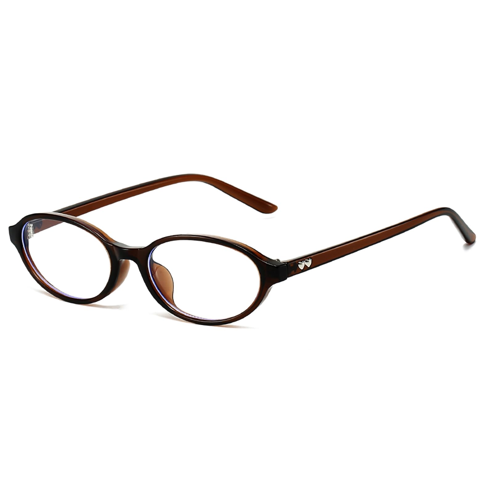 SUNBSR Retro Oval Glasses for Women Men Vintage Oval 90s Blue Light Glasses Y2K Small Face Fake Eyeglasses