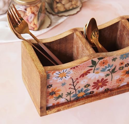 Image of Monstera Hut - Wooden Cutlery Holder| Cutlery Stand For Kitchen | Spoon Holder |Utensil Holder for Kitchen Counter | Wooden Storage Organiser (30 *10*10 cm)