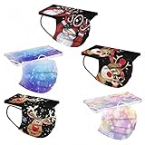 IBAOBAO 50 Stück Kinder Mundschutz Einweg 3D Druck Mund und Nasenschutz Halstuch Maske Einmal Katzenmotiv Weihnachtsmaske Weihnachtsmotiv MNS Mund-Tuch Atmungsaktiv Tücher Bandana Schals