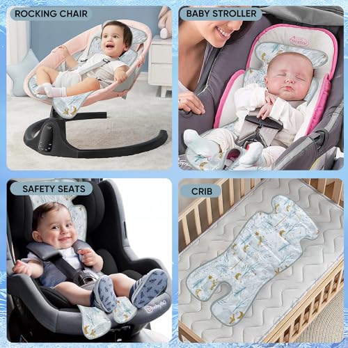 Baby-Kühlkissen für Kinderwagen Doppelseitiges Universelles Sommer Babyschale Kinderwagen-Kühlmatte Kinderwagen-Sitzeinlage Für Buggy Und Autositze (Bär)