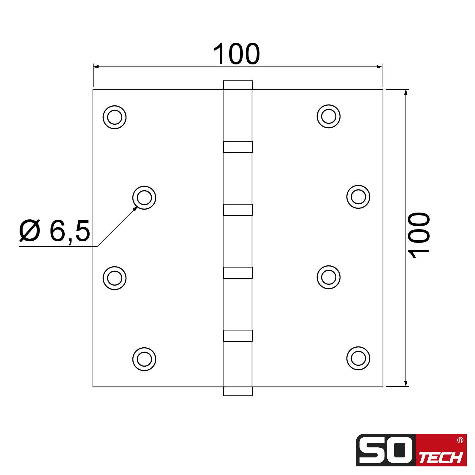 SOTECH 6 Stück Türscharnier Scharnier Aufschraubband Edelstahl 2,5 mm SS201