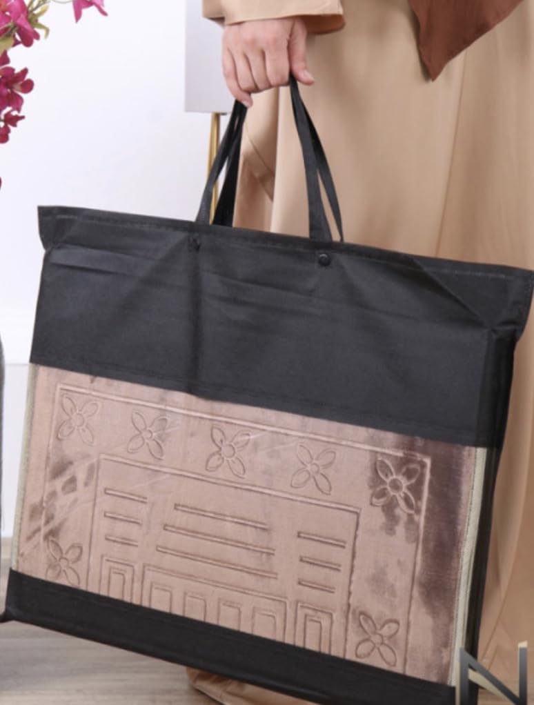Imani Aksa Moslim gebedskleed (1,4 kg) zwart met tas, Tesbih en Miswak gebedskleed met rugleuning, opvouwbaar reisgebedskleed - Seccade (groen