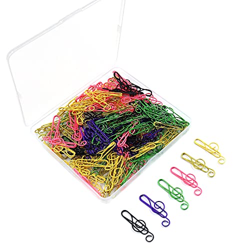 Lot de 150 trombones en métal en forme de notes de musique arc-en-ciel - 6 couleurs - Pour ordinateur portable, bureau, école Cover