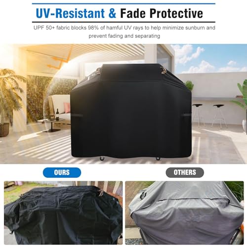 KINGLY 55 Inch Grill Cover for Outdoor Grill,600D Heavy Duty Rip-Proof Material BBQ Cover,Waterproof UV and Fade Resistant Gas Grill Cover with Straps,Barbecue Cover for Weber Char-Broil Nexgrill,etc