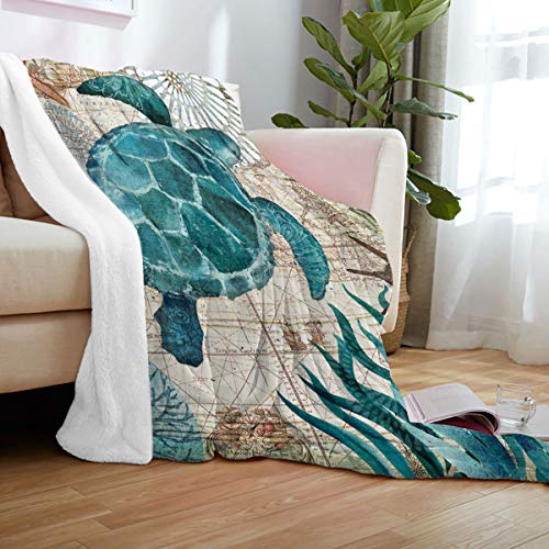 Singingin Ultra Soft Flannel Fleece Bed Blanket Sea Turtle Ocean Animal Landscape Throw Blanket All Season Warm Fuzzy Light Weight Cozy Plush Blankets For Living Room/Bedroom 40 X 50 Inches #TOP4