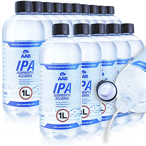 Aab Ipa 1L - Set Di 15 - Alcool Puro Super Efficace, Alcol 99 Per Cento, Facile Da Usare, Isopropyl Alcohol, Make Up Remover, Isopropilico, Per L’Elet