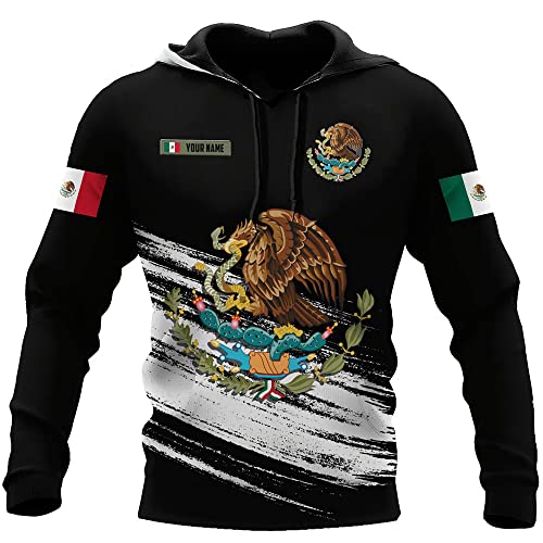 Men's Fashion Long Sleeve Mexico Flag 3D Printing Hoodie Casual Sweatshirt Pullover Hoodies Tops
