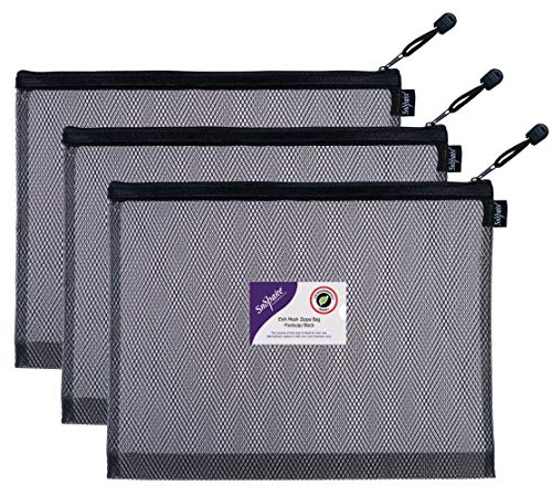 Snopake Foolscap High Capacity Black Eva Mesh Zippa-Bag [Pack Of 3] 362 X 275Mm – Heavy Duty Bag With Hanging Loop And Business Card Holder [15881]